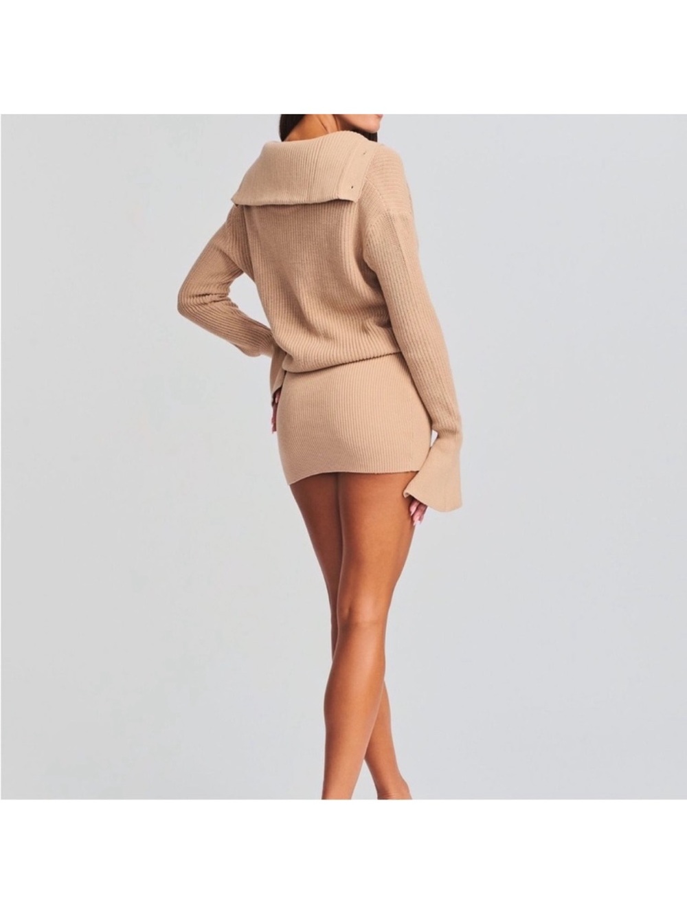SER.O.YA Beige Ribbed Knit Mini Dress -NWT - Picture 2 of 5